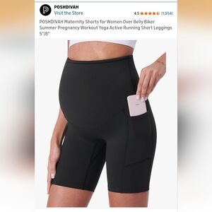 POSHDIVAH Women's Black Maternity Bike Shorts